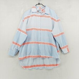 New Touche Blue Orange Striped Long Sleeve Cotton Button Down Shirt P3663